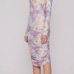 ROTATE BIRGER CHRISTENSEN Ulla Ruched Long Sleeve Bodycon Dress Super Pink Print Size 4 Photo 2