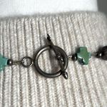 Handcrafted Long Brown Snowflake Obsidian Gaspeite Bead Tassel Charm Necklace Blue Photo 3