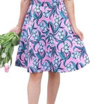 Draper James  Hyacinth Love Circle Dress Pink V-Neck FLare Skirt Barbie Size 4 Photo 0