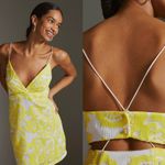 Anthropologie NWT $170  x Maeve Yellow Strappy Lace Mini Side Zip Dress 12 Photo 5