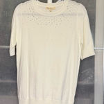 Vine & Love  White Embellished Short Sleeve Tee Photo 0