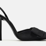 ZARA  Women's Black Heels with Bow Accent Slingback Sz 39 (8.5) Photo 0