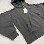 frame denim NEW! X Imaan LARGE Zipper Long Short Sleeve BLACK Hoodie Sweatshirt Photo 2