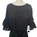H by Halston NWT  Black Sheer Ruffled Mini Dress Flare Sleeve Waist Tie Size 6 Photo 1