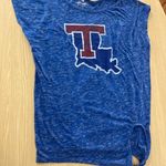 Colosseum Louisiana Tech Bulldogs Shirt Womens Large Blue  Short Sleeve Tie Side Photo 0