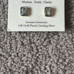 Shivam 14K Gold Plated Sterling Silver Topaz Gemstone Earrings Blue Photo 2