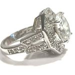 Silver STATEMENT Crystal Fashion Ring Photo 3
