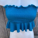 Cupshe Blue Smocked Ruffled Peplum Camisole Bikini Photo 5