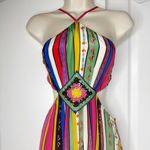 Carolina K Callie Maxi Dress Multicolor Crochet Halter Cutout Size Small Red Photo 5