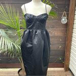 Future Collective Black Midi Dress Small NWT Bustier Satin‎ Smocked Back Photo 1