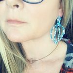 Tortoise Blue Acrylic Double Hoop Earrings Blue Photo 5