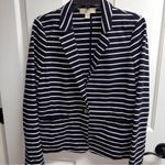 Michael Kors Soft Knit Stretch Blazer Striped Coat Single Button Plus Size 14 Blue Photo 2