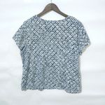 Liz Claiborne Liz & Co. 3X Blue White Floral Print Crop Top Plus Photo 1