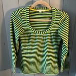Boden USA Boden Womens US 2 Tee Shirt Long Sleeve Striped Blue/Green Top Stretch & Soft Photo 0