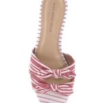 Who What Wear NEW "Florence" Red Striped Bow Detail Slide Sandals Photo 3