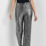 Anthropologie MAEVE x Colette Cropped Wide-Leg Sequin Pants, Silver, 25” Photo 1