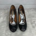 Badgley Mischka Monili gray glitter peep toe pumps Size 7.5 Photo 2