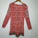 Free People Gardenia Combo Red White Floral Medallion Print Resortwear Romper Photo 3