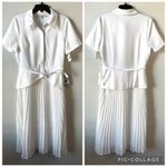 Julia Jordan  Mixed Media Pleated Skirt Midi Dress Ivory 10 Photo 2