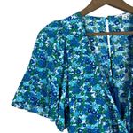 Socialite Wrap Romper Womens M Blue Floral Short Flutter Sleeve Garden Party Photo 3