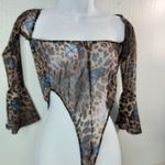 Beautiful XL Butterfly Spotted Animal Print Mesh Bodysuit Lingerie Blue Photo 3
