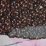 Garnet Hill  BLACK MICRO FLORAL LEAF BOTANICAL PRINTED BOHO BUTTON FRONT BLOUSE 8 Photo 5