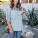 easel  Lilac Gauzy Oversized Henley Top Size Small Photo 8