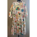 easel Size S  Los Angeles Party Fruit Print Cotton Tiered Midi Dress Photo 5