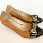 36.5 AGL Wedge Heel Tan Ballet Flat Patent Leather Photo 1