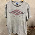 Umbro Umbra Sportswear 90s Gray Red Logo Spellout Distressed T-Shirt Large L Y2K Sport Photo 0