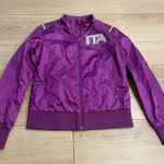 Kappa  Women’s Purple Metallic Cropped Moto Jacket Italy Flag Size L Photo 0