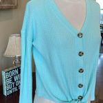 Pink Rose Aquamarine Waffle Tie Knot Top Photo 5