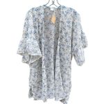 NWT size M/L crepe floral print beach coverup kimono. Blue Size L Photo 1