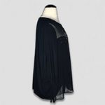 Lane Bryant Sheer Blouse Beaded Sequined Neckline Short Sleeves Black US 22/24 Photo 2