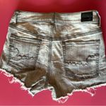 American Eagle  Outfitters Super Stretch Gray Jean Shorts High-Waisted Distressed Photo 2