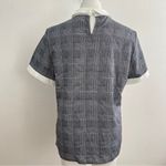 Dorothy CAREER Gray Checkered Women's Blouse top LARGE PETER PAN NECKLACE NWOT White Photo 8