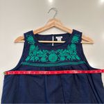J.Crew  Embroidered Navy Linen‎ Sleeveless Shift Dress Size Medium Photo 3