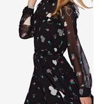 Avec Les Filles Printed Ruffled Fit & Flare Heart Sheer dress - S EUC Photo 3
