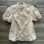 Free People  Tiny Floral Bouquets Puff Sleeve Button Down Shirt Photo 1