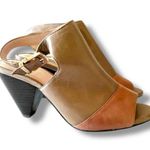 Vince Camuto Erro Taupe Colorblock Peep Toe Sandal Women’s Size 6.5 Soft Leather Photo 0