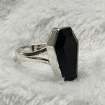 Onyx 925 Silver Natural Black Gemstone Coffin For Men Woman Ring Size - 8-RGN -785 Photo 0