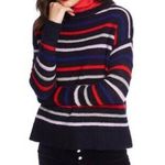 Court & Rowe Sweater Womens Small Black Red Blue Amelia Stripe Oversized Slouchy Photo 3
