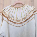 VTG Bonnie Boerer Women Novelty Sweater Size XL Ivory Bird Embellished 80s Artsy White Photo 8