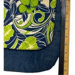 Fabric Messenger / Crossbody Green and blue with floral flap, inside pockets Photo 6