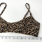 Aerie Tan Leopard Print Neutral Scoop Neck Summer Beach Bikini Top L Photo 2