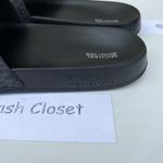 Michael Kors  Black Brandy Slide Metallic Striped Sandal Photo 3