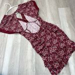 Free People Dress floral lace v neck mini womens Red (medium) sweet talker cute Photo 4