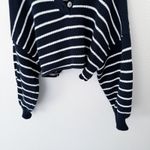 ZARA [] Blue Striped Chunky Knit Boxy Cropped Sweater Balloon Sleeves Sz Medium M Photo 7