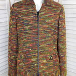 Lee Dong Soo Space Dye Chenille Full Zip Blazer Jacket Yellow Multi Large Photo 0