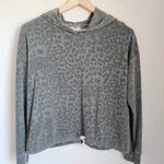 Sundry  Leopard Drawstring Hoodie Sweatshirt Faded Gray Leoapard Print Size 2=Med Photo 1